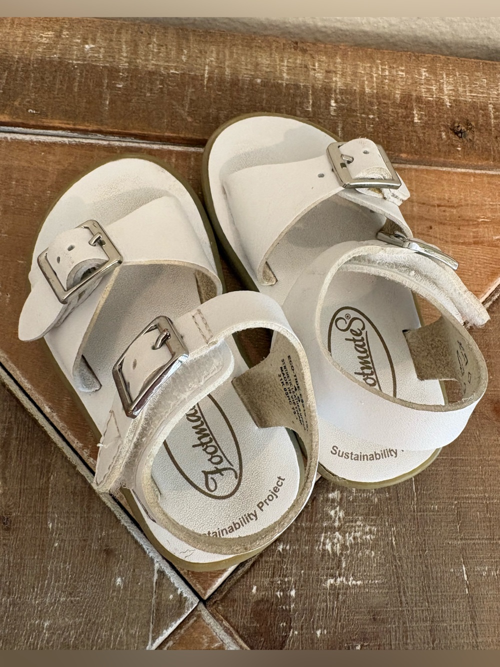 Footmates Baby Toddler Boy Girl White Kids Leather Sandals Size 4 - Picture 3 of 4